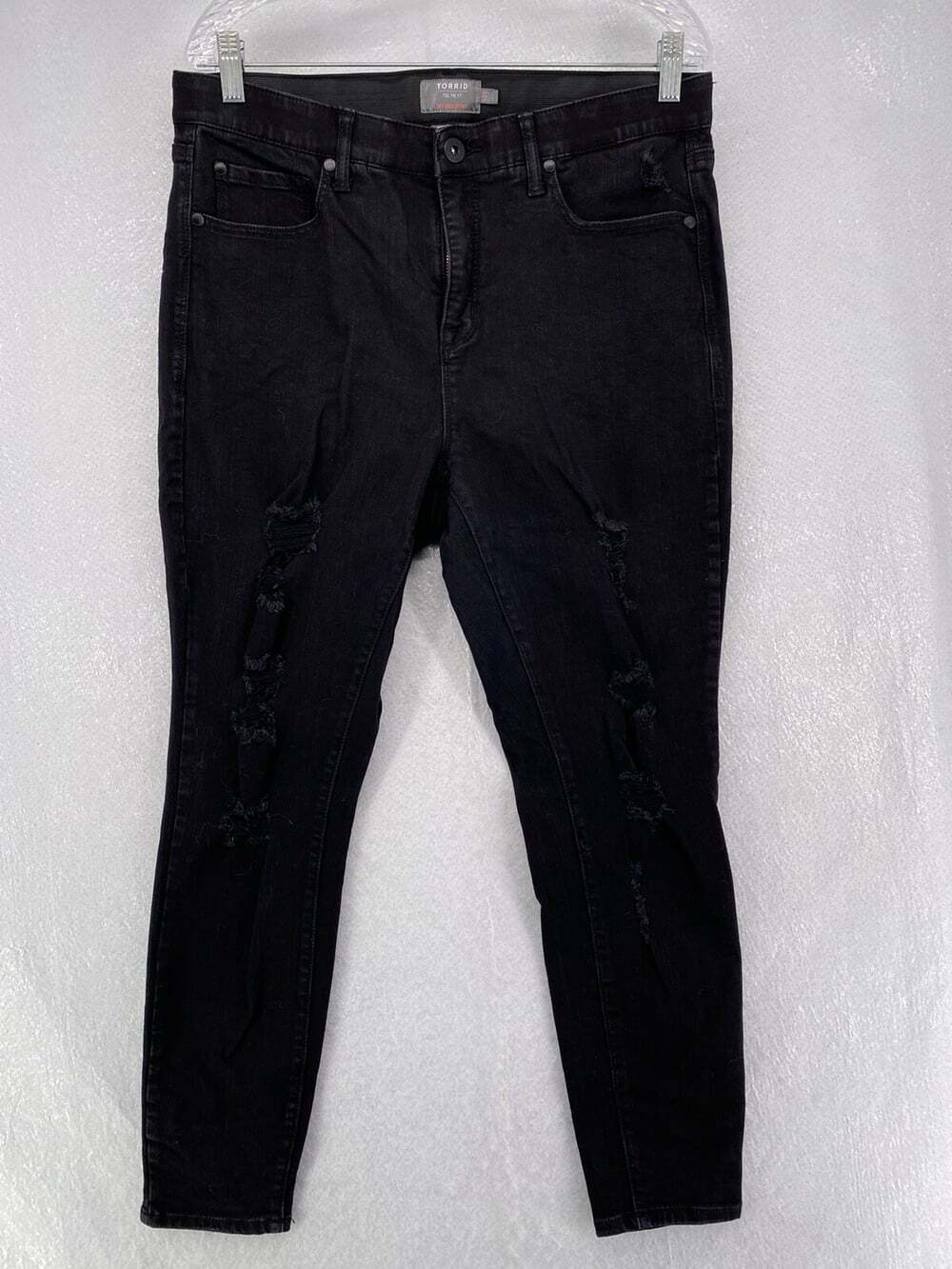 Torrid Women’s Size 14S Sky High Rise Black Distressed Skinny Jeans